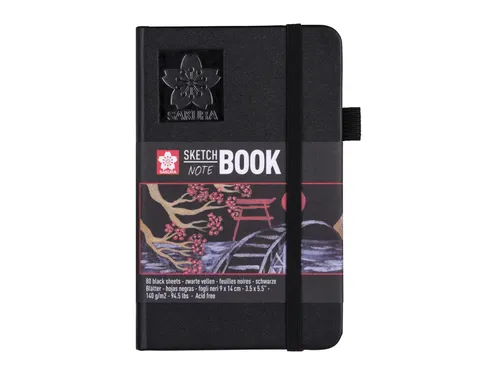 Schetsboek Sakura 80 zwarte vellen 140gr 90x140mm zwart