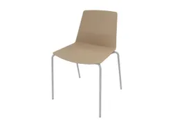 bezoekersstoel,4voeten ronde buis verchroomd,zitschaal PP beige