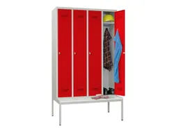 locker met bank,HxBxD 2150x1200x500mm,4vak,RAL7035,front RAL3000
