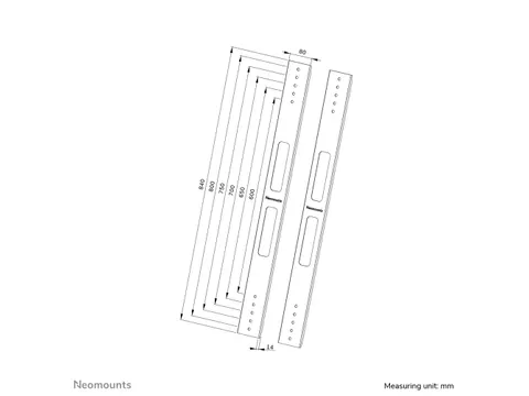 Neomounts AWL-250BL18 VESA-uitbreidingskit - max 75 kg - VESA 600 naar