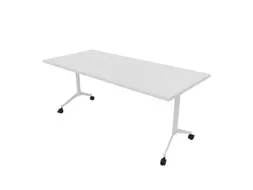 klaptafel,HxBxD 750x1800x700mm,hoekig,T-voet wit,ovale buis,blad wit