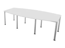 vergadertafel HxBxD 74x240x120cm vatvormig Bl-wit 4voeten Alu