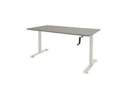 Slinger Bureau Zit-sta Wit Poot 160x80cm Blad Licht Grijs