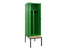 PBM-locker met bank,HxBxD 2120x600x815mm,2vak,vak B 300mm,draaigrendel