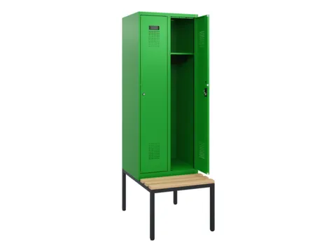 locker met bank,HxBxD 1950x600x815mm,2vak,vak B 300mm,cilinderslot