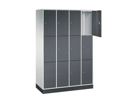 lockerkast,RAL 7035/RAL 7021,HxBxD 1950x1220x500mm,4x3vakken,cil.-slot
