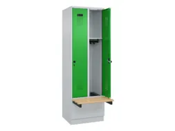 locker met bank,HxBxD 1950x600x815mm,2vak,vak B 300mm,draaigrendel
