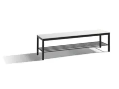 omkleedbank,HxLxD 401x1500x353mm,HPL wit,frame staal RAL7021