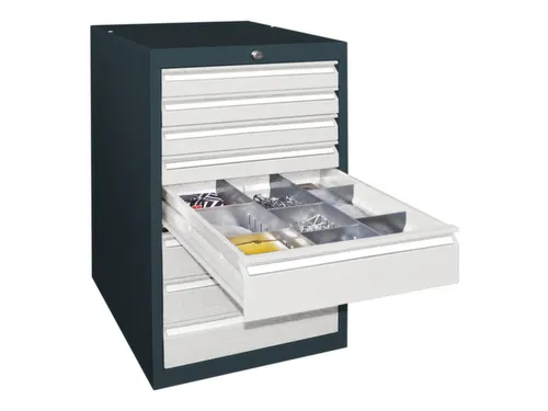 ladekast HxBxD 800x500x600mm 5laden slot RAL7035 front RAL5012