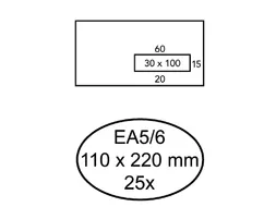 Envelop Quantore Venster EA5/6 110x220mm Venster Rechts Zelfklevend