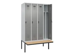 locker met bank,voor scheiding van kleding,HxBxD 2120x1200x815mm,4vak