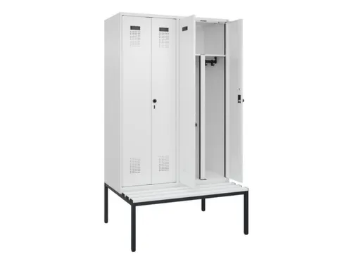 PBM-locker met bank,HxBxD 2120x1200x815mm,4vak,vak B 300mm
