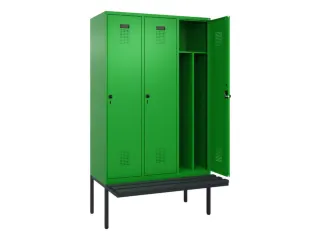 locker met bank,voor scheiding van kleding,HxBxD 2120x1200x815mm,3vak - 1