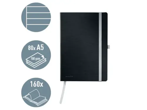 Notitieboek Leitz Style A5 lijn 160pag zwart