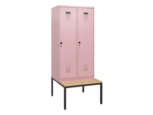 locker met bank,HxBxD 1950x800x815mm,2vak,vak B 400mm,draaigrendel