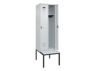 locker met bank,HxBxD 2120x600x815mm,2vak,vak B 300mm,draaigrendel - 1