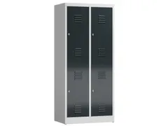 Dubbeldekse garderobekast 1800x800x500mm 2x2vak 400mm RAL7035 RAL7016