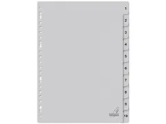 Tabblad ECO Kangaro A4 cijfers 180 grams grijs karton 23-gaats 10-deli