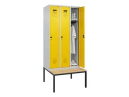 locker met bank,HxBxD 2120x900x815mm,3vak,vak B 300mm,draaigrendel
