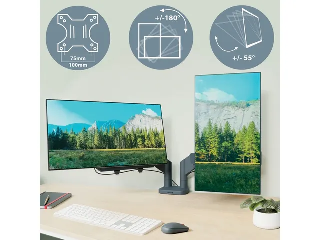 Bras double écran Leitz Ergo Faible encombrement