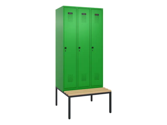 locker met bank,voor scheiding van kleding,HxBxD 2120x900x815mm,3vak