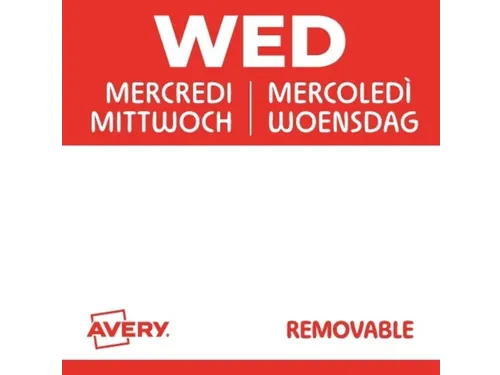 Etiket Avery HACCP woensdag rood 25x25mm 1000 stuks