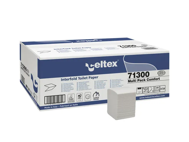 Toiletpapier Celtex gevouwen 2-laags wit 250 vel doos a 36 pak