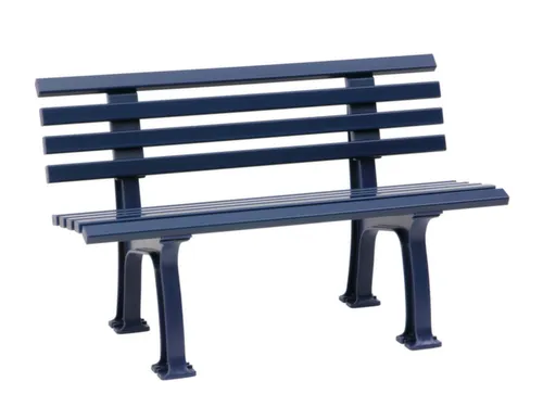 Kunststofbank 740x1200x380mm Zit H 440mm 9 Latten 2 Pootstellen Blauw