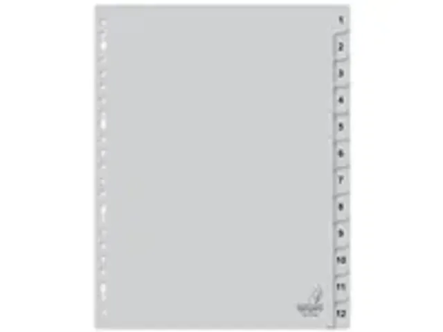 OUTLET Tabblad Kangaro A4 cijfers PP 120 micron grijs 23-gaats 12-deli