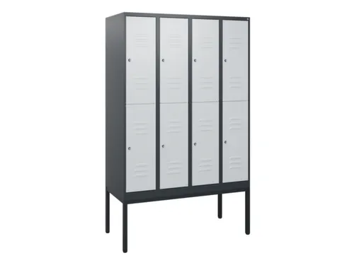 dubbeldekse locker,HxBxD 1950x1200x500mm,4x2vak.,vak B 300mm,cil.-slot