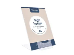 Kaarthouder Europel L-standaard A4 staand acryl met visitekaartbakje