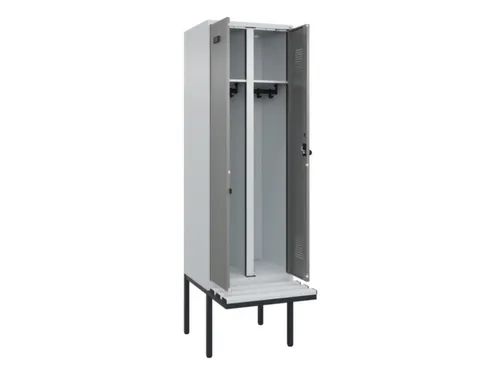 locker met bank,voor scheiding van kleding,HxBxD 2120x600x815mm,2vak