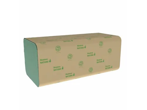 Hostess Nature handdoek Z-vouw 1-laags groen 23x25cm 20 pak
