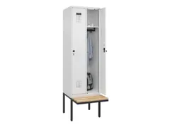 locker met bank,HxBxD 2120x600x815mm,2vak,vak B 300mm,draaigrendel
