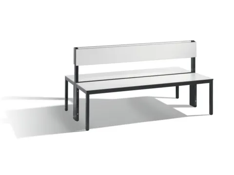 omkleedbank,HxLxD 796x1500x760mm,HPL wit,frame staal RAL7021,leuning