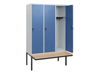 locker met bank,HxBxD 1950x1200x815mm,3vak,vak B 400mm,draaigrendel - 2