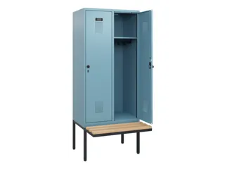 locker met bank,HxBxD 1950x800x815mm,2vak,vak B 400mm,draaigrendel - 1