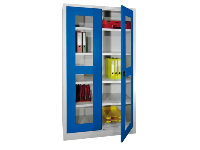 Vitrinekast Hxbxd 1950x1000x400mm Draaideuren Ral7035 Front Ral5010