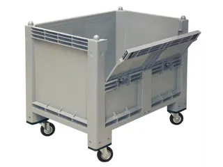 Stapelcontainer Pp 850x1200x800mm 550 liter 4 Zwenkwielen klep Grijs - 2