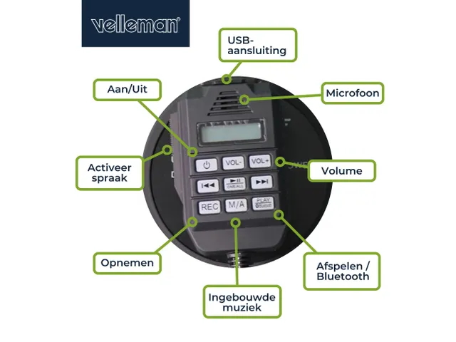 Krachtige Megafoon 50W met ingebouwde sirene Bluetooth