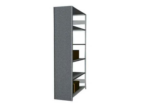 zijwand,v. inhaakstelling,HxD 2500x500mm,staal,RAL7035,perforatieplaat