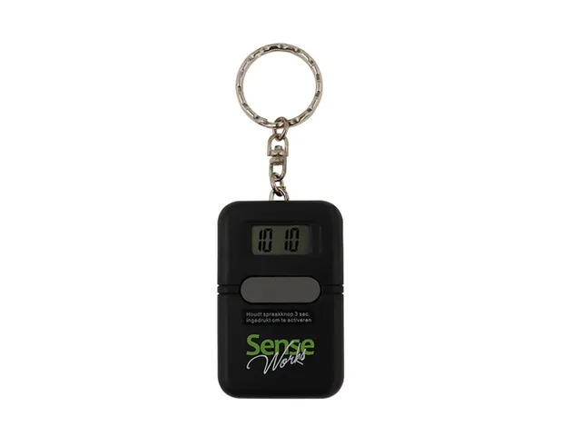 Sleutelhanger tijd Senseworks Nederlandssprekende reiswekker 6x4x1.5cm
