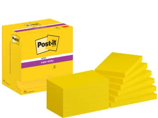 Memoblok Post-it 655 Super Sticky 76x127mm neon geel 12 stuks - 2