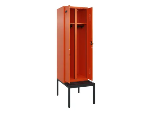 locker met bank,voor scheiding van kleding,HxBxD 2120x600x815mm,2vak