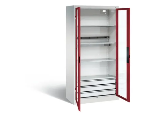 acculaadkast 1950x930x500mm 5stekkerdozen 230V cil.-slot front RAL3003