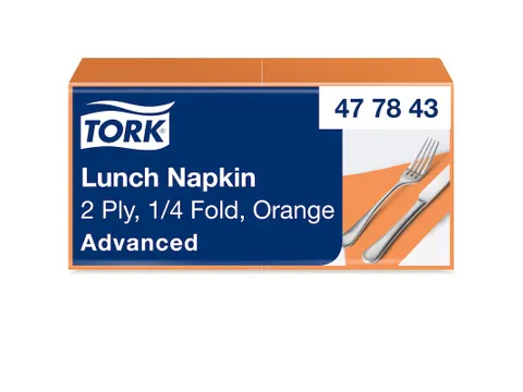 Tork 477843 Lunchservet Oranje 33x33cm 2-laags 1/4 vouw 10x200st