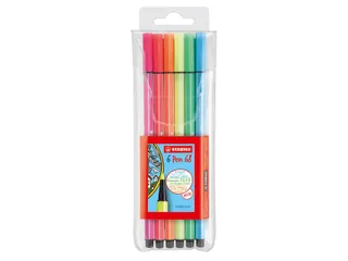 Viltstift Stabilo 68 Etui Fluor 6Stuks Assorti - 1