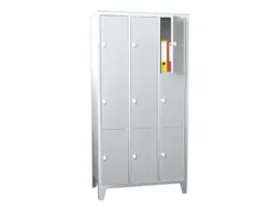 lockerkast,HxBxD 1850x900x500mm,3x3vakken,RAL7035,front RAL6011