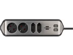 Stekkerdoos Brennenstuhl bureau Estilo 4 voudig inclusief 2 USB 2 m