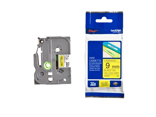 Labeltape Brother P-touch TZe-621 standaard 9mm zwart op geel
